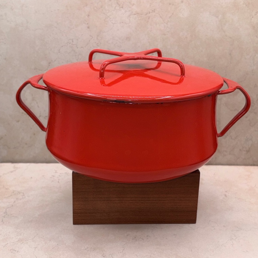 Vintage DANSK Kobenstyle Design 2qt Red Casserole w/Lid/Trivet IHQ Denmark 1960s